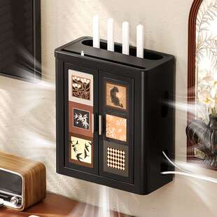 客厅电源线整理储物柜防尘光猫插线板壁挂收纳盒桌面路由器收纳盒