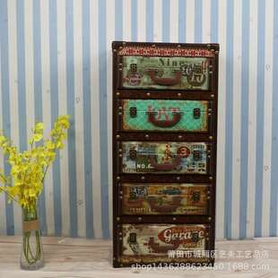 实木抽屉式收纳柜简约床头储物柜韩式田园柜子简易小斗柜5层