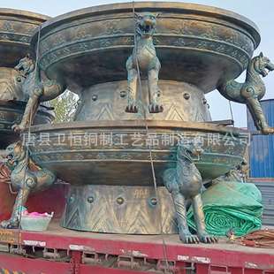 大型纯铜火盆摆件铜雕公园广场楚雄彝族烤火盆雕塑彝族火盆摆件