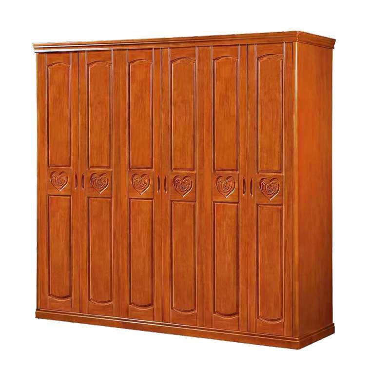 外贸工厂实木衣柜 三门四门五门橡胶木开门衣柜 六门木质衣橱柜子