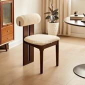 北欧复古法式 实木餐椅家用客厅餐桌化妆椅中古网红靠背椅子河马椅