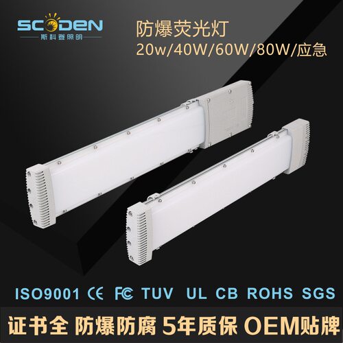 20w40w60w隔爆荧光灯油田冷库化工厂IP65IP66应急LED 120cm防爆灯