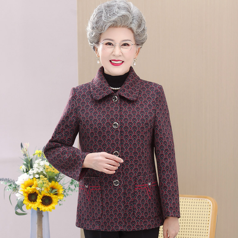 速发奶奶装秋人薄外套中老年装70岁中年妈秋春妈夹克衫老太太上衣