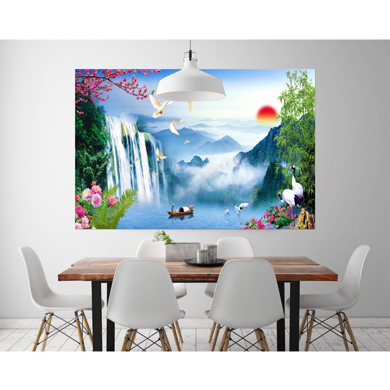 速发立壁山水风景画壁纸墙厅贴画自粘中式客体装饰画电视沙发背景