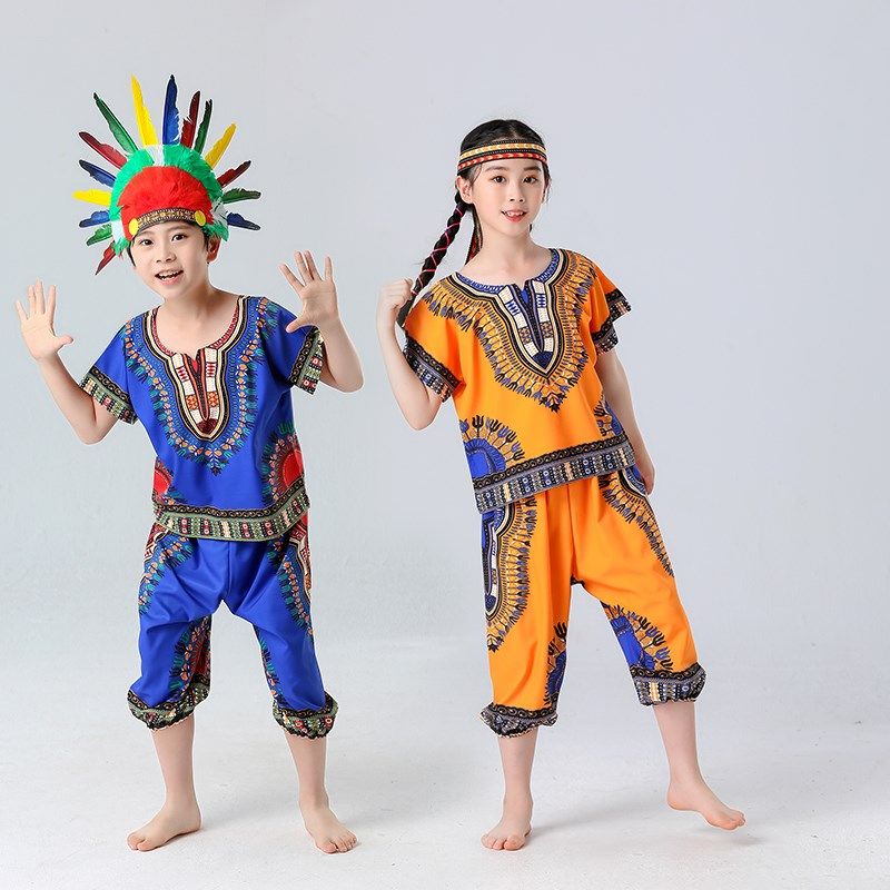 速发鼓一非洲六舞演出男套装服印第安人舞蹈儿童傣族民族风表演服
