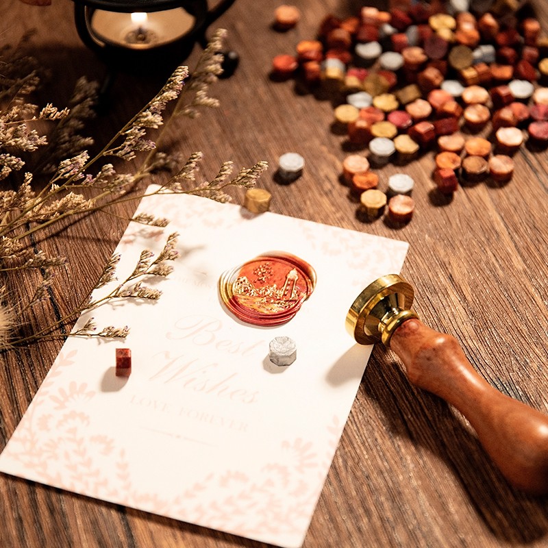 现货速发火漆印章蜡粒珠光混色蜡封200粒色大瓶复古透明风格