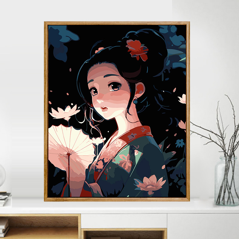 速发数字油画手绘古典美人少填色画减压填充客厅装饰丙烯油彩画