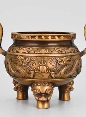 速发纯品双龙香炉摆件仿古用香佛具用品家熏日常供奉工艺铜包邮