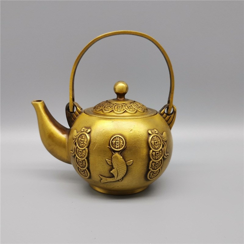 速发一件仿器古货铜古工艺品收藏黄铜壶酒壶铜钱壶摆件地摊玩源