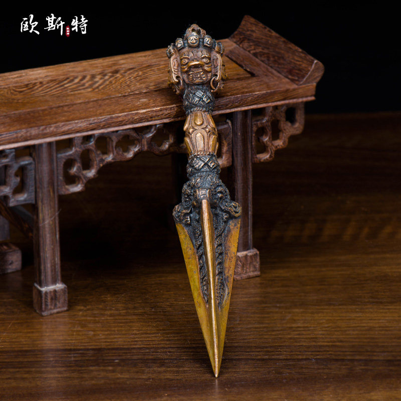 速发欧供特家用佛具用品居家斯具青泊尔尼铜长21普巴金刚宝杵金刚