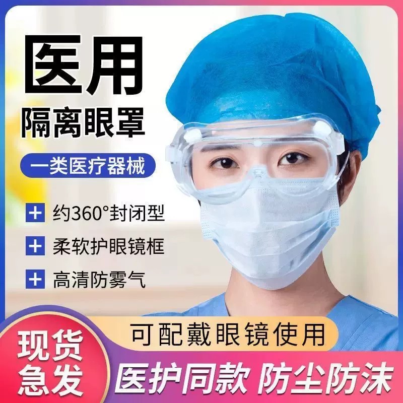 医用级护目镜防灰尘不起雾防风漂流骑行运动隔离眼罩高清可戴眼镜图片