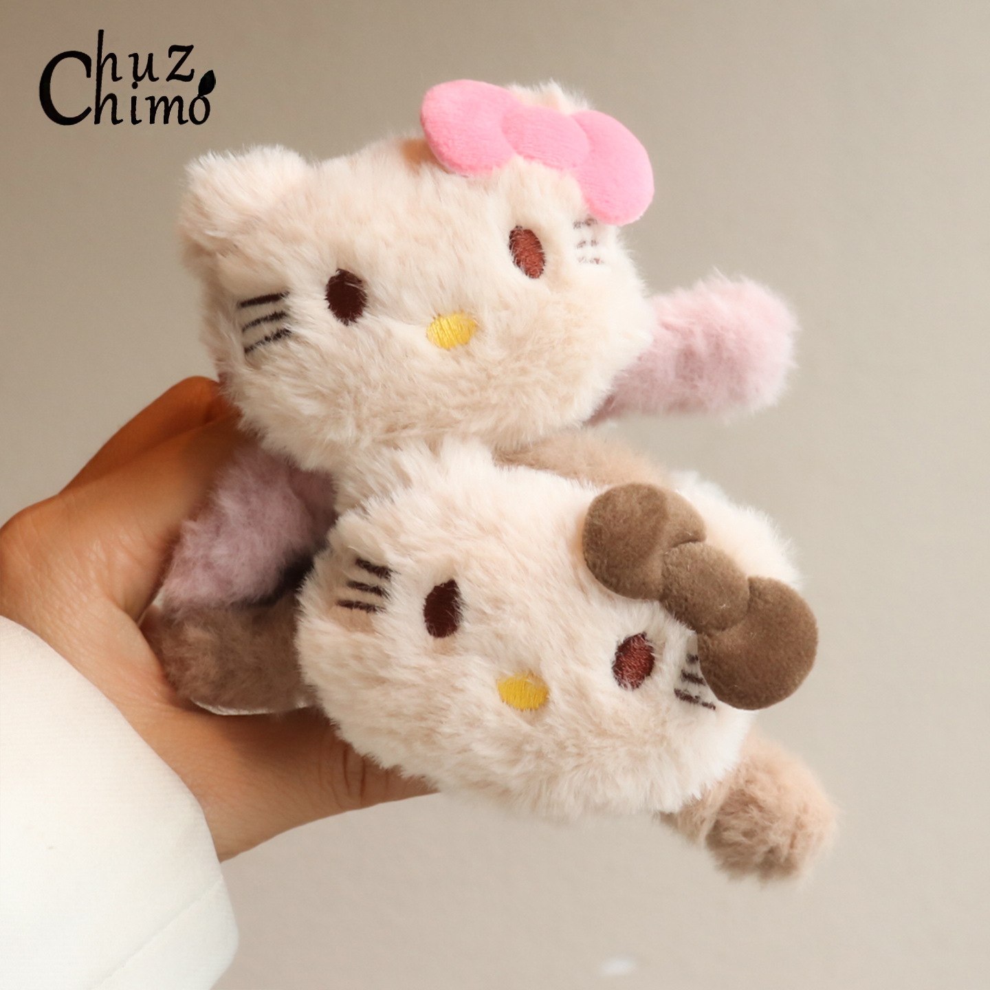 毛绒KT猫咪发夹蝴蝶结