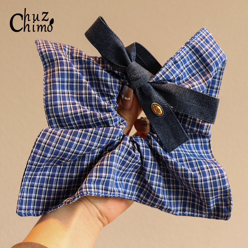 蝴蝶结牛仔蓝韩系复古高级感