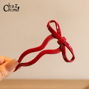 初之沫蝴蝶结U型发簪高级感后脑勺气质盘发发饰发插日常通勤簪子