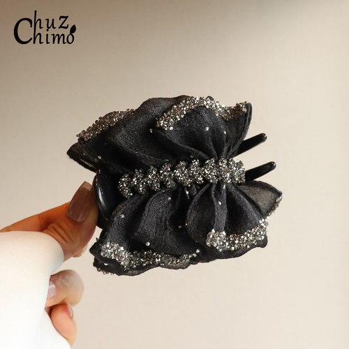 初之沫法式赫本风水钻网纱发夹