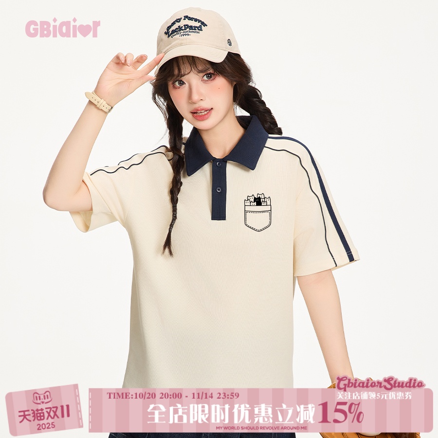 Gbiaior学院风短袖polo