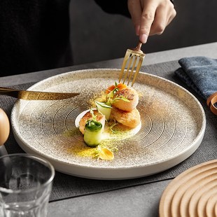 速发西餐厅轻奢菜家用圆形备大盘简约陶瓷餐具甜品深盘碟子