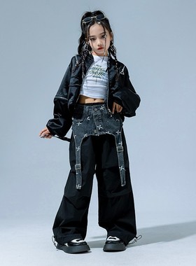 速发儿童街z童爵士舞表演服出仔腰封团jaz舞炸街演牛服装