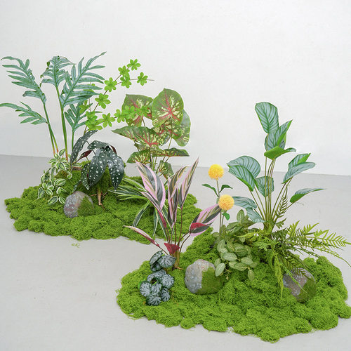 速发窗植假花装饰楼梯绿橱间苔藓造景组合简约落地花艺搭配小草