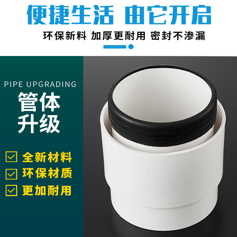 速发100铸铁管转110PVC下水管接头160铸铁内插变排水配件快速转换