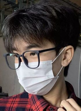 速发黑睛男款超轻方框近视可配度数平脸黑色大光大框眼框框镜架