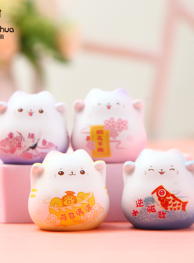 速发招财摆树脂猫小件迷你车载可爱猫咪礼品前台客厅桌面装饰