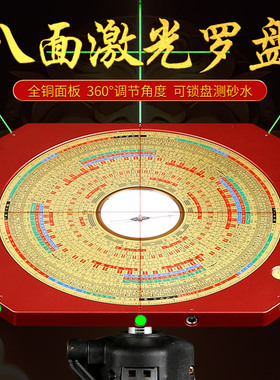 速发全铜八面专合罗十盘字绿光高精度综业随身携带指南针工具