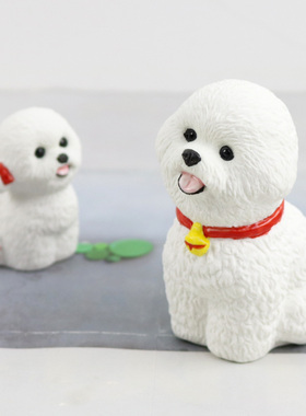 速发可爱比熊犬陶瓷摆饰创意家居装饰品小狗摆设办公桌面节日礼物