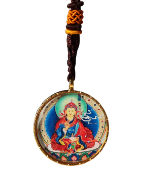 极速唐卡佛牌吊坠黄财神项链四臂观音文殊菩萨圆款药师佛项坠莲师