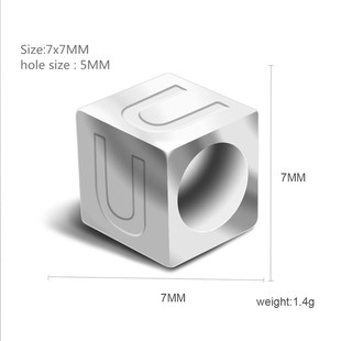 ELANUOYY Stainless Steel Alphabet Beads Character Etching L