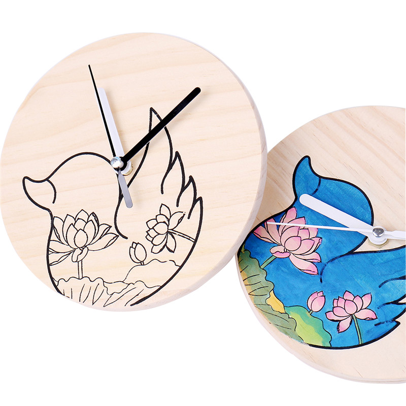 韩国儿童创意diy填色教学钟幼儿园早教认知时钟静音学生时间管理