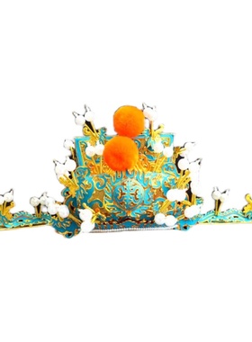 梨园戏剧戏曲头盔金雕金刁王爷帽相刁京剧头盔财神帽金雕帽子金貂