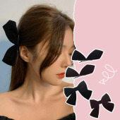 White Ribbon Vintage 2Pcs Bowkno Clips Black Bows 极速1 Hair