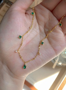 Exquisite Green Zircon Clavicle Chain Necklace Choker Neckla