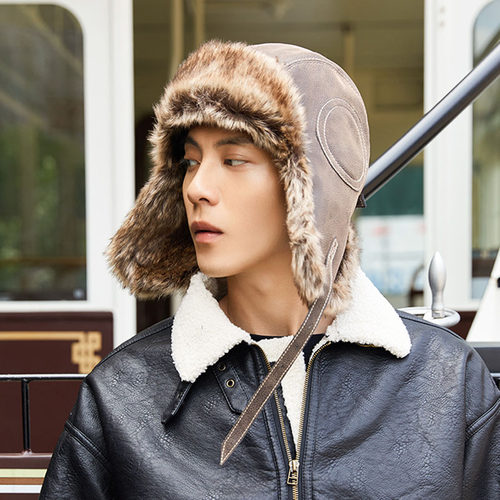 极速Mens Winter Hat Ushanka Trapper Bomber Hat Men  Soft Le