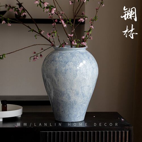 好货景德镇青花陶瓷花瓶新中式鲜花水培两用复古花器田园客厅装饰