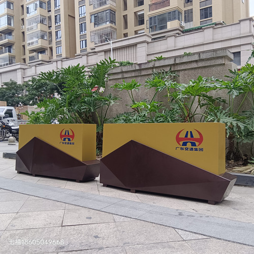 极速户外花箱组合不锈钢花盆长方形移动花池隔断护栏隔离花架花坛