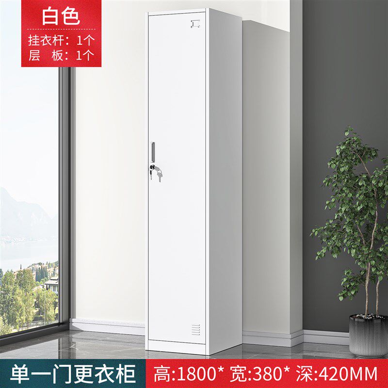 私人物品收纳柜钢制家用单门更衣柜卧室阳台带锁私人物品收纳柜