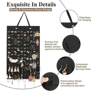 Earring Organizer Hanging Earring Holder Soft Felt Wall
