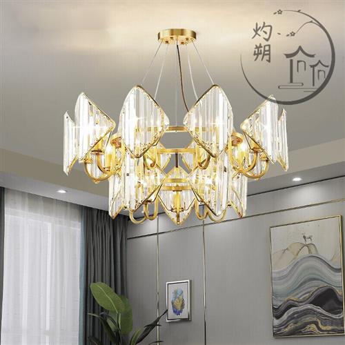 年新款后现代水晶吊灯客厅轻奢餐厅卧室复式楼创意美式别墅灯 单