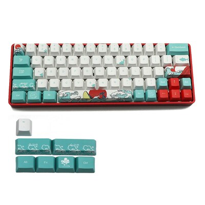 71 Keys Sea Coral Ukiyo e Keycap Dye Sublimation OEM Profil