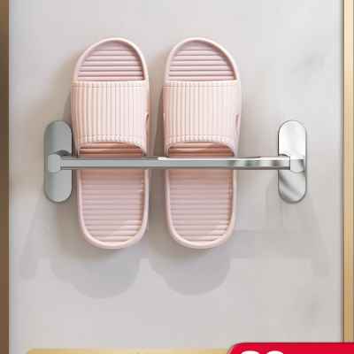 浴室拖鞋架墙壁挂式免打孔卫生间不锈钢挂拖鞋置物架鞋子收纳挂架