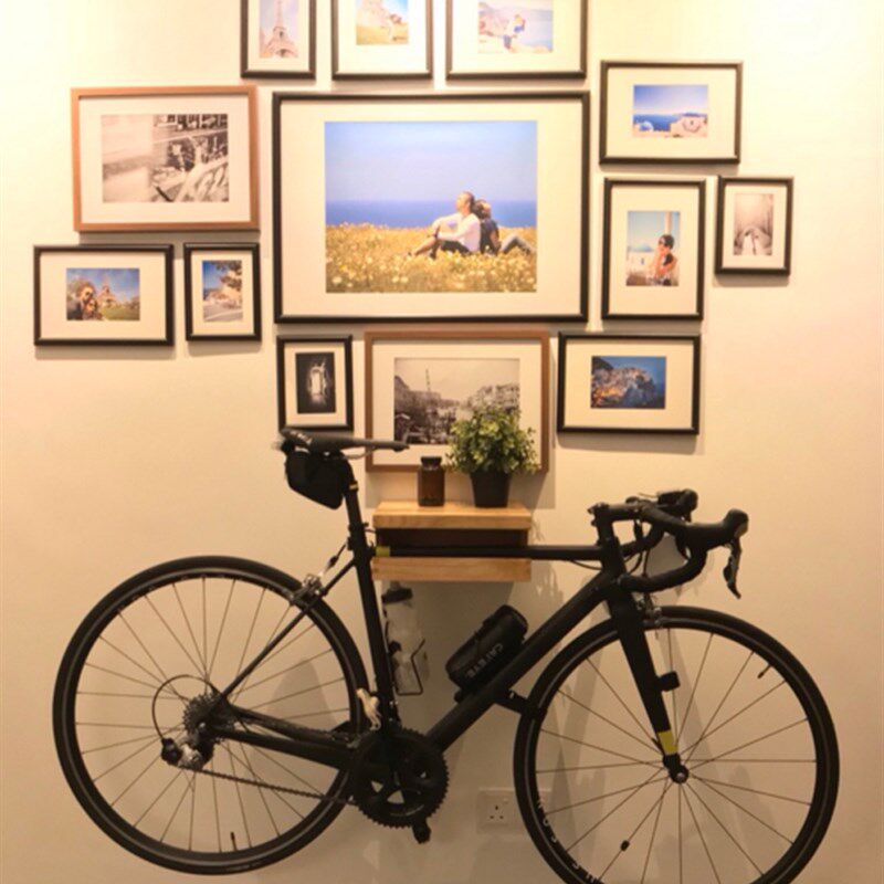 爆品自行车挂架公路车挂墙架挂壁式环保实木I停车架室内艺术墙品