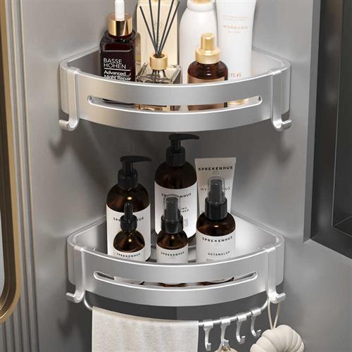 浴室三角置物架化妆室架子免打孔厕所洗手间洗漱台转角收纳层架壁