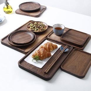 Wooden Round/Oval/rectangular Serving Tray Wood Plate Tea
