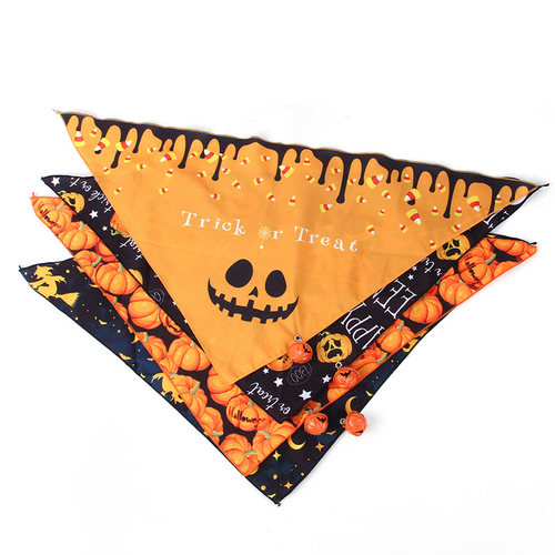 Halloween Pet Scarf Pumpkin Dog Bandana with Bell Funny Dog
