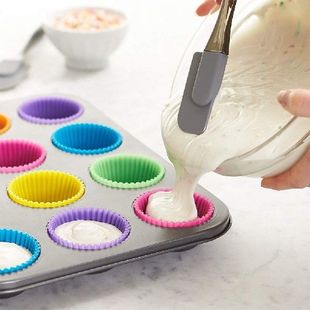 Cake Mold Round 12Pcs Muffin Silicone Shape Cupcake Lot