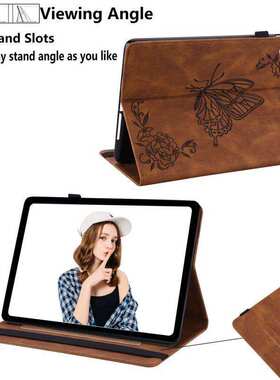 厂家厂家适用Fire HD 10平板保护套翻盖纯色商务皮套压印蝴蝶花8