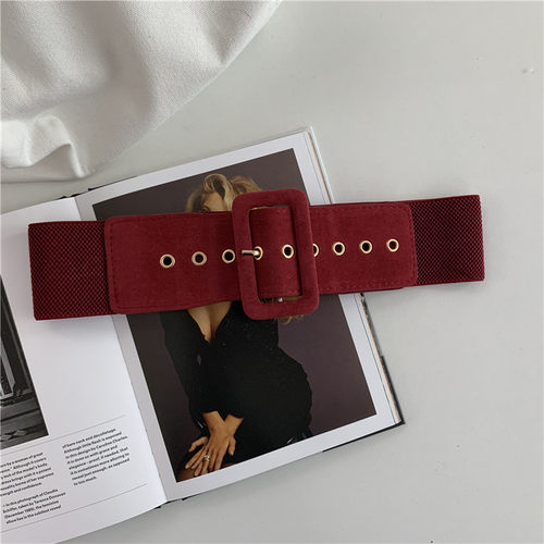 Women Belt Stretch Wide Waist Belts Metal Buckle Leather Str