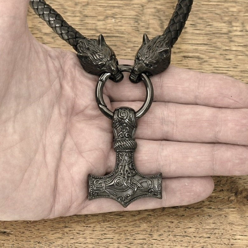 Viking Thor Thor Hammer Pendant Necklace Nordic Celtic Wolf